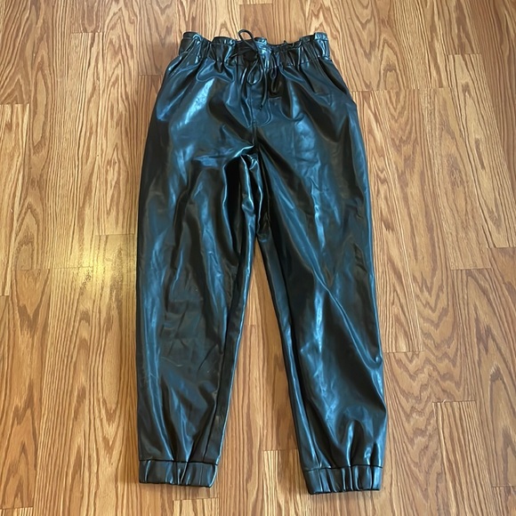 Vegan Faux Leather Joggers Size 
